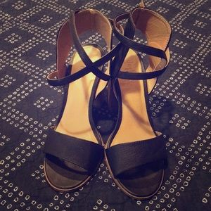Black strapy chunky heals